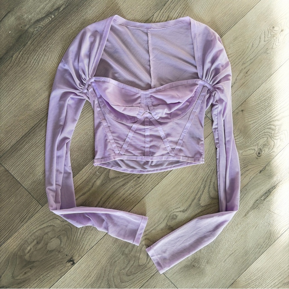 SHEIN Lavender Mesh Crop Top
